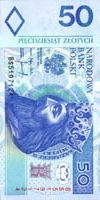 A scan of a Polish 50 Zloty bill